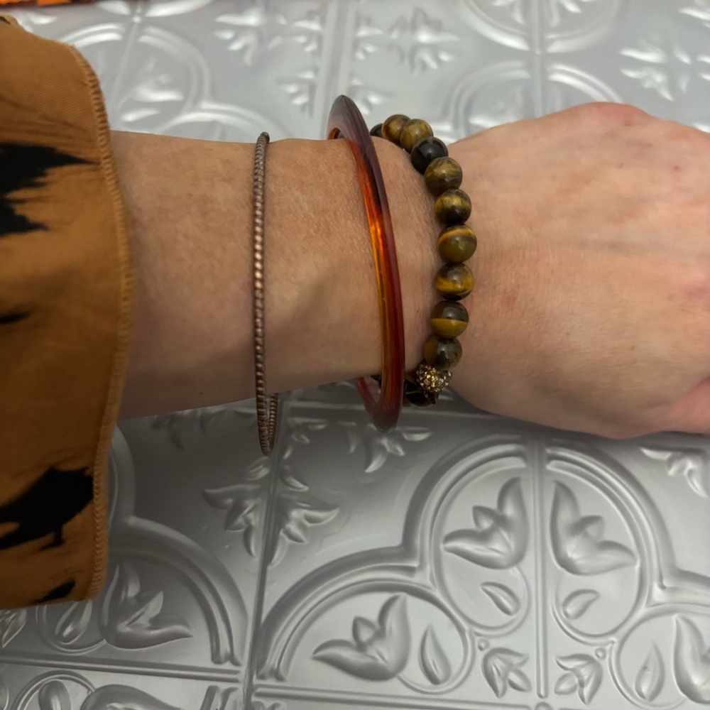 Stackable Bracelet Set Tiger’s Eye Beaded & Torto… - image 1